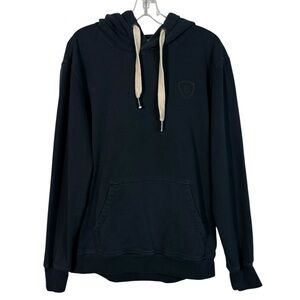 Buck Mason Navy Blue White Drawstring Fleece Pullover Sweatshirt Medium M Casual